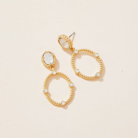 Cristal Oval Drop Earrings White Opal