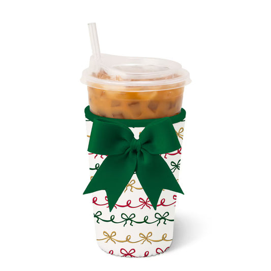 Christmas Bows Iced Cup Coolie (Medium) - Brazos Avenue Market 