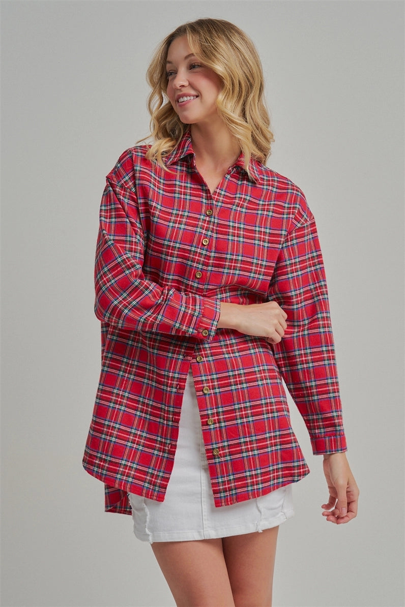 Christmas Holiday Plaid Button Down Shirt