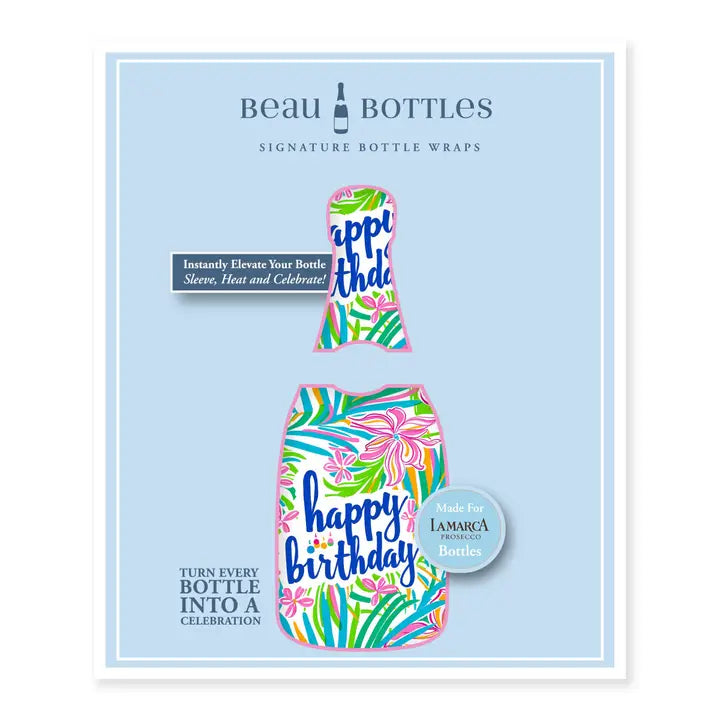 Beau Bottles Happy Birthday Floral - Prosecco Collection - Brazos Avenue Market 
