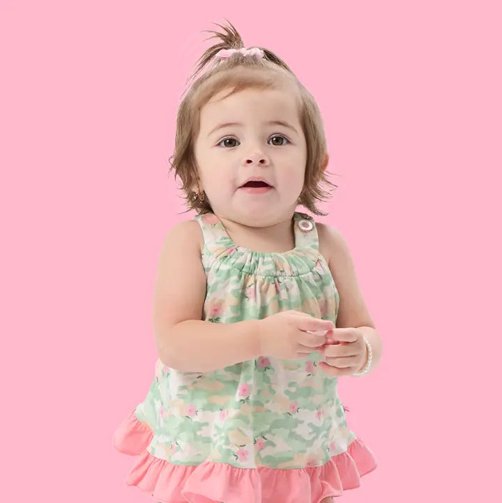 Baby Girls Sage Blossom Camo Knit Swing Top & Bloomer Set - Brazos Avenue Market 