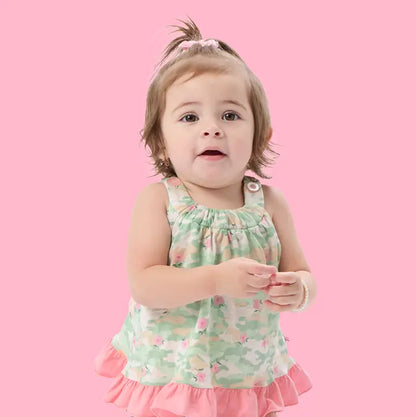Baby Girls Sage Blossom Camo Knit Swing Top & Bloomer Set - Brazos Avenue Market 