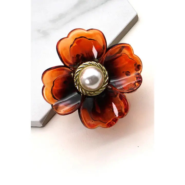 Pearl Flower Hair Claw Clips