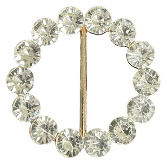 Tee Tie Round Gold with Blingy Clear Rhinestones