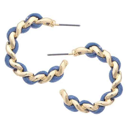 Dallas Denim Hoop Earrings - Brazos Avenue Market 