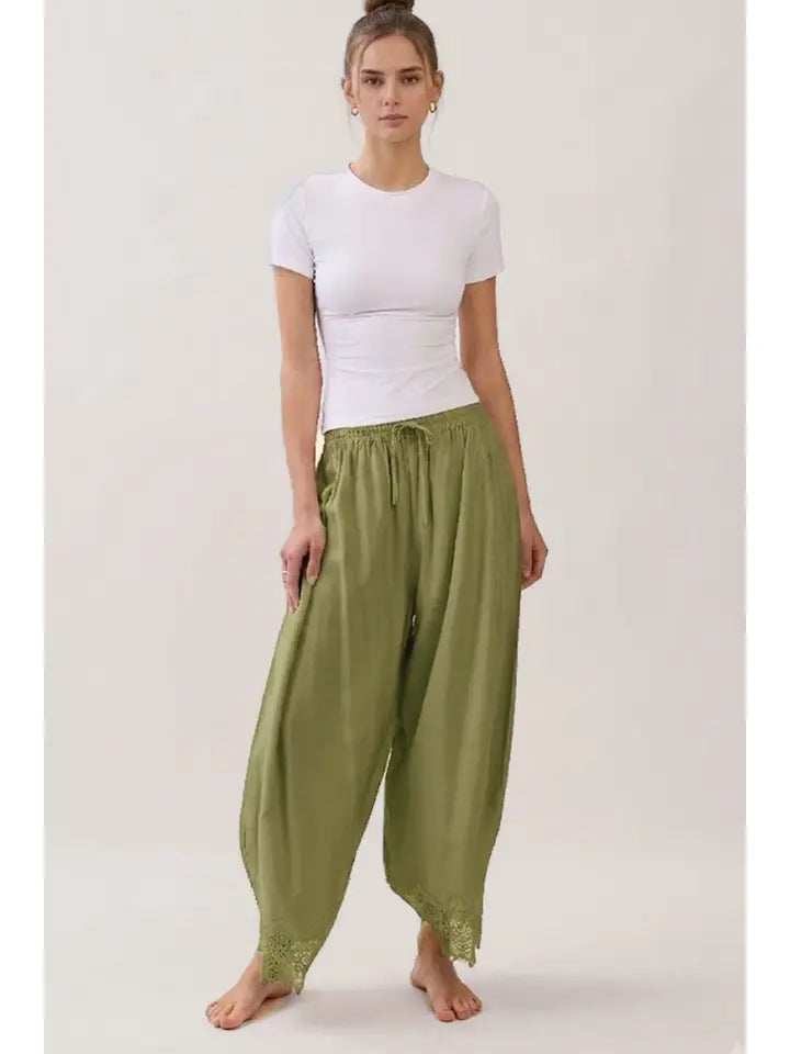 Crinkled Wide Leg Pants