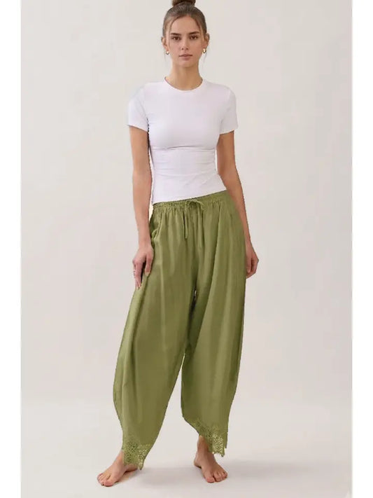 Crinkled Wide Leg Pants