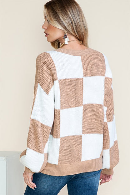 Checkered Sweater - Brazos Avenue Market 