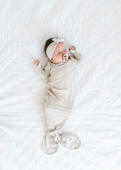 Oat Newborn Knotted Gown - Brazos Avenue Market 