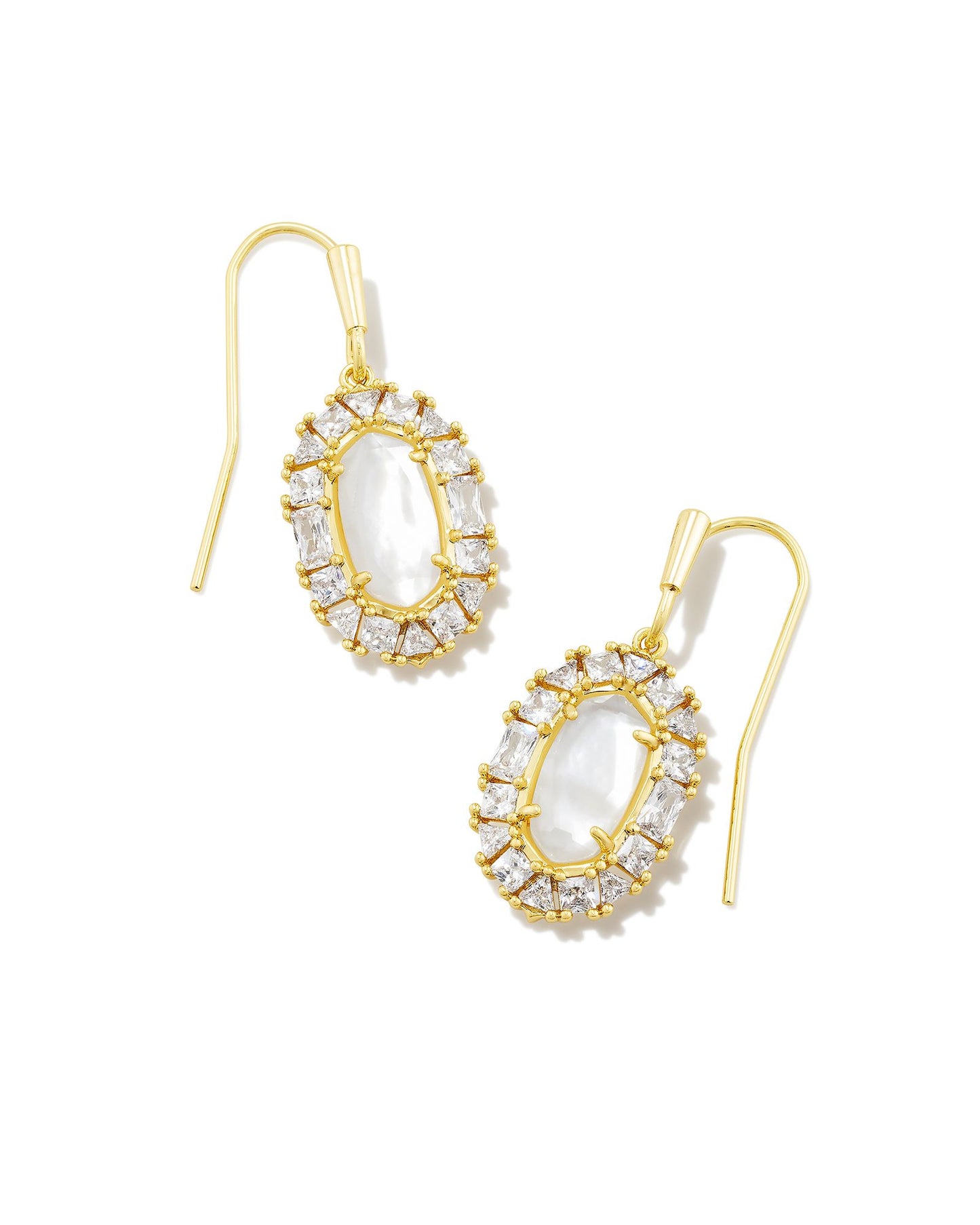 Lee Gold Crystal Frame Drop Earrings