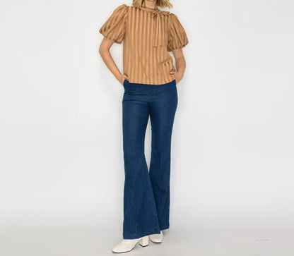 Camel Stripes Essential Blouse