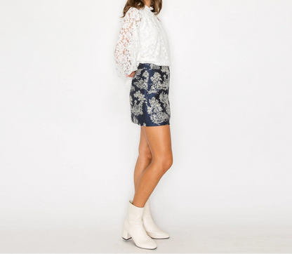 Toile Jacquard Pattern Mini Skirt