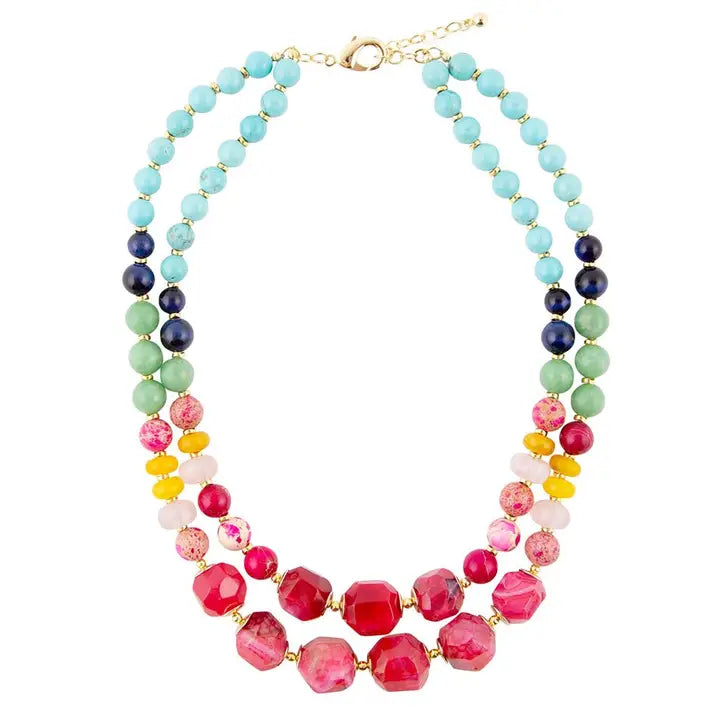 Colorful Serape Multi Stone Statement Necklace - Brazos Avenue Market 