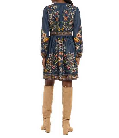 Bishop Sleeve Vneck Mini Dress - Brazos Avenue Market 