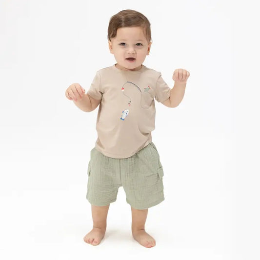 Gone Fishing - Crew Neck Tee with Cargo Short - Brazos Avenue Market 