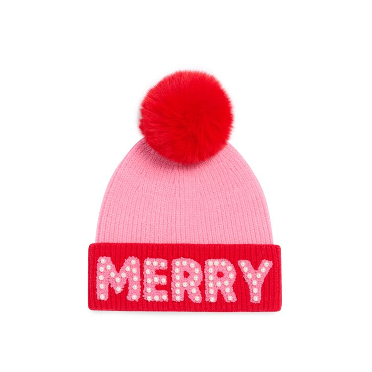 "MERRY" BEANIE WITH PEARLS - Brazos Avenue Market 