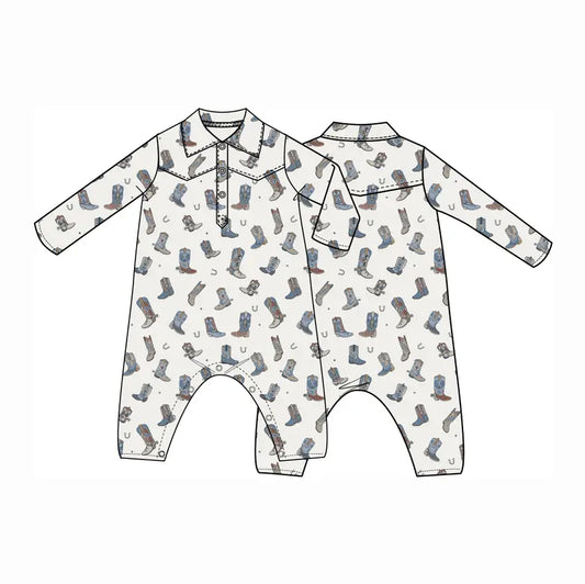 Buckaroo Boots - Long Sleeve Cowboy Romper