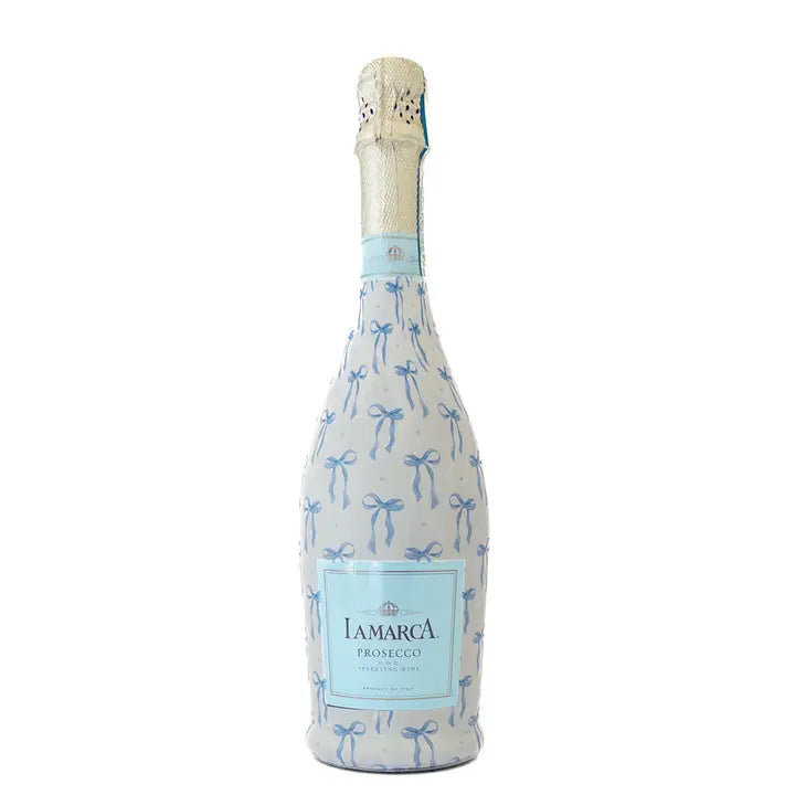 Beau Bottles Grandmillenial Blue Bows - Prosecco Collection - Brazos Avenue Market 