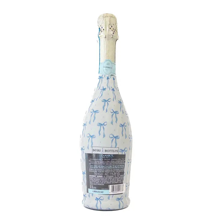 Beau Bottles Grandmillenial Blue Bows - Prosecco Collection - Brazos Avenue Market 