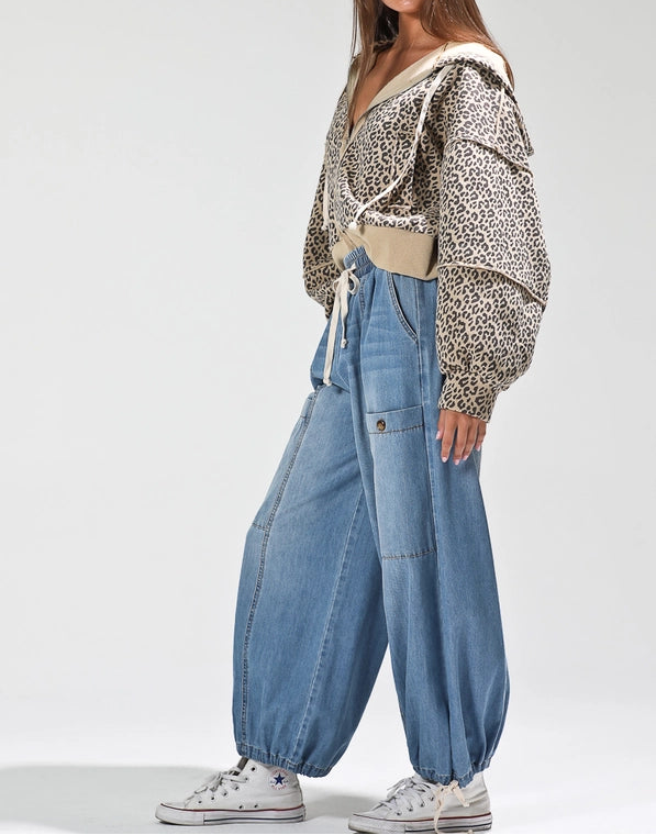 Leopard Print Contrast Rib Jacket - Brazos Avenue Market 