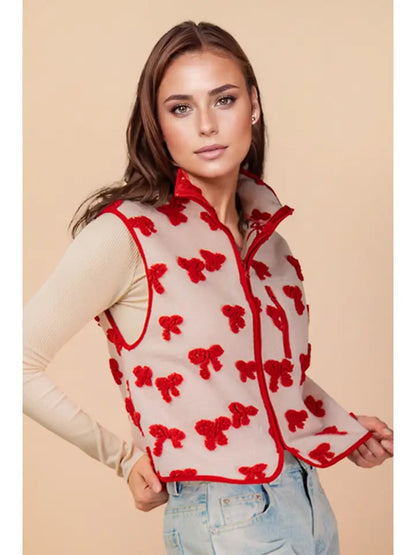 Textured Bow Vest - Brazos Avenue Market 