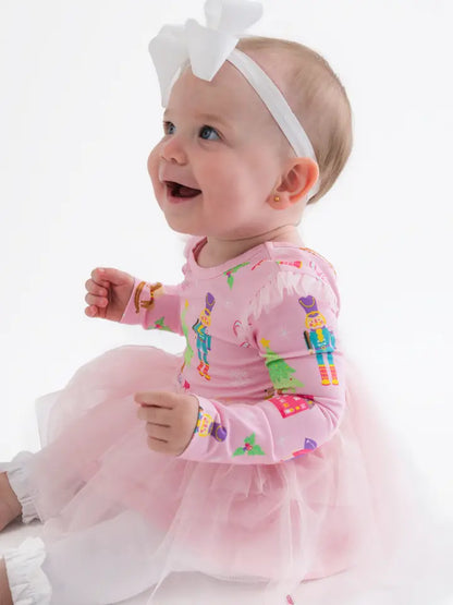 Baby Girls Sugarplum Dreams Flutter Tulle Long Sleeve Twirl Romper - Brazos Avenue Market 