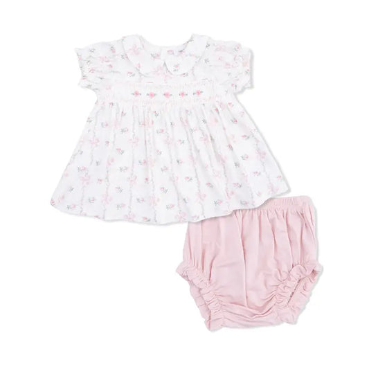 Dainty Buds and Bows - Smocked Dress Set - Brazos Avenue Market 