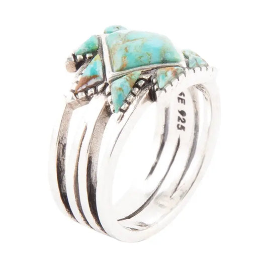Sharp Turquoise and Sterling Silver Ring