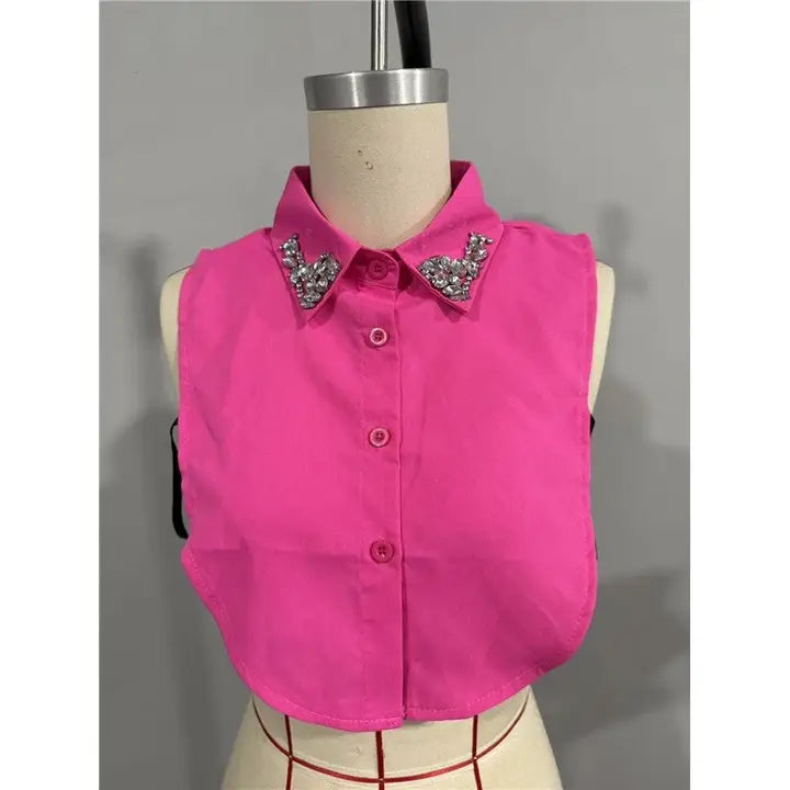 Diamond Studded Detachable Shirt Collar - Brazos Avenue Market 