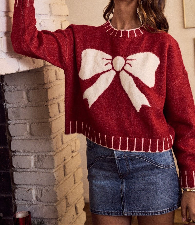 Big Bow Sweater Top - Brazos Avenue Market 