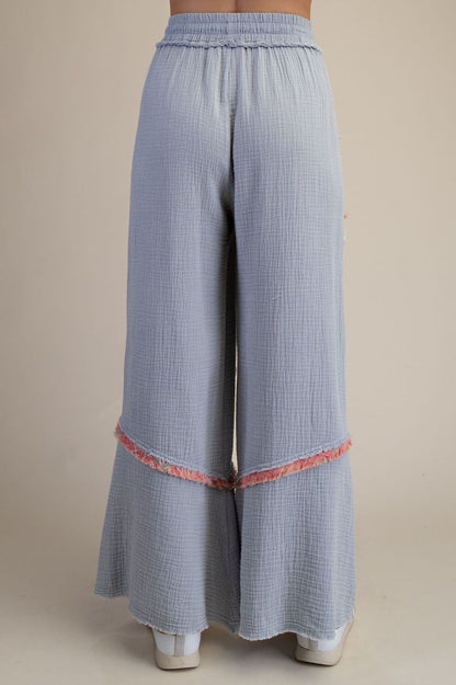 Patch Detail Gauze Pant Set - Brazos Avenue Market 