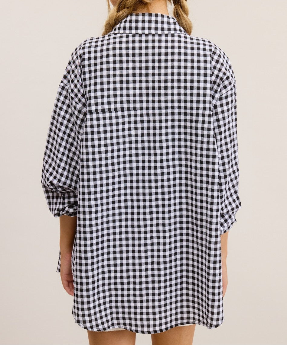 Oversized Gingham Button Down Shirt