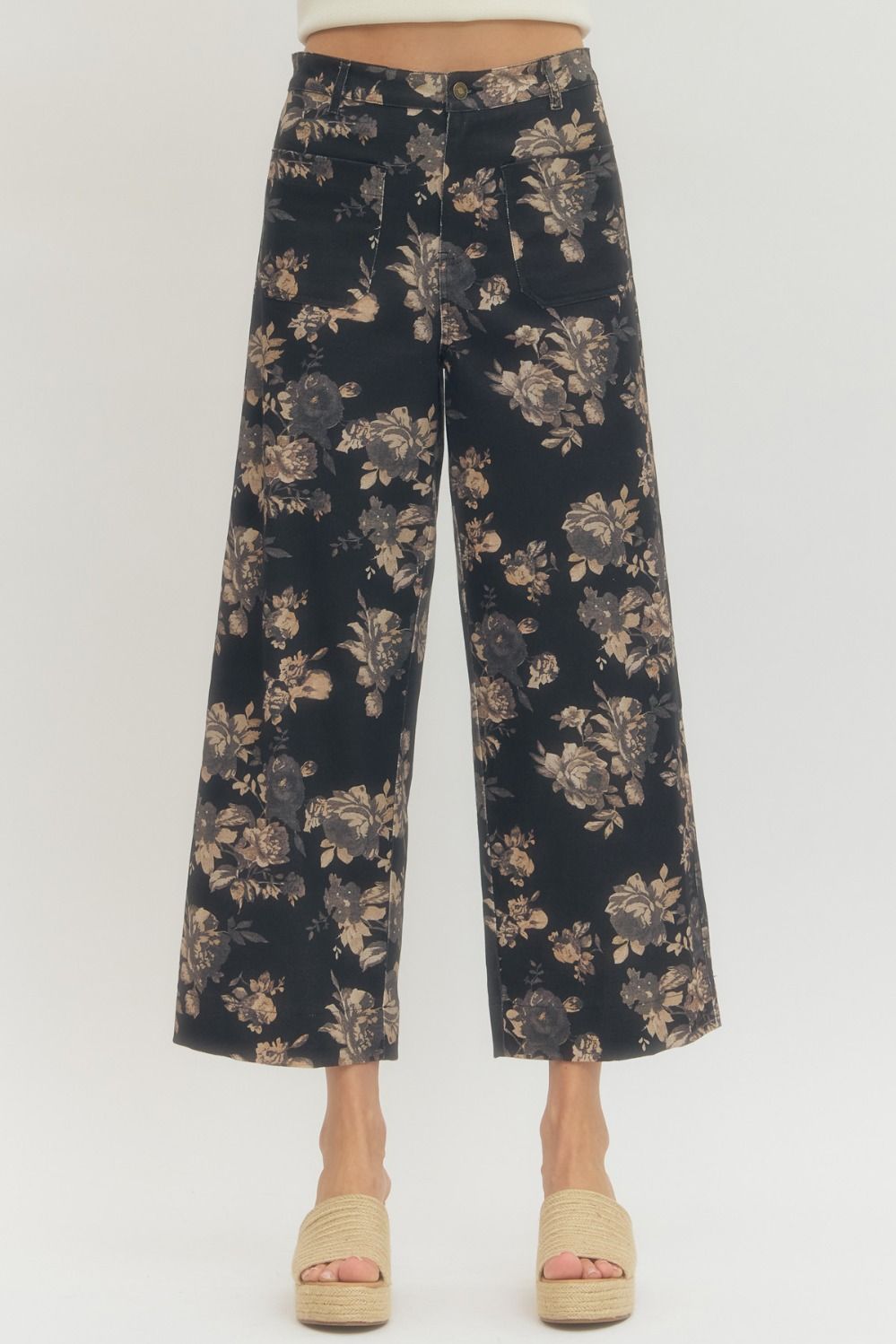 Floral Black Pants