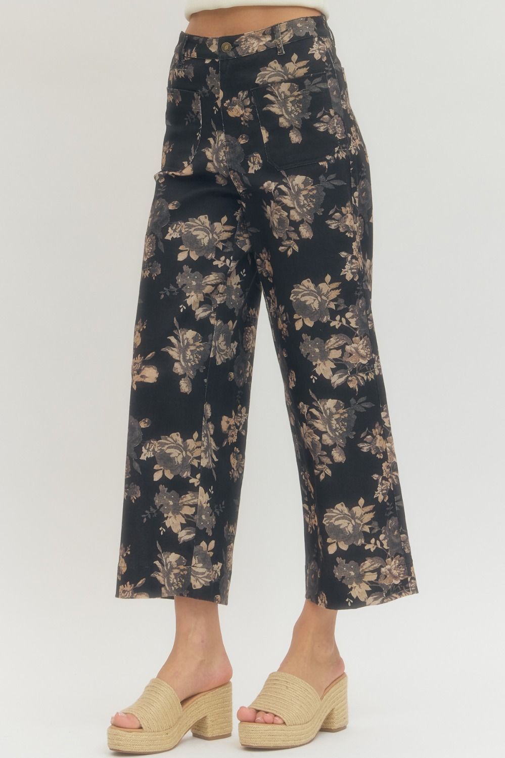 Floral Black Pants