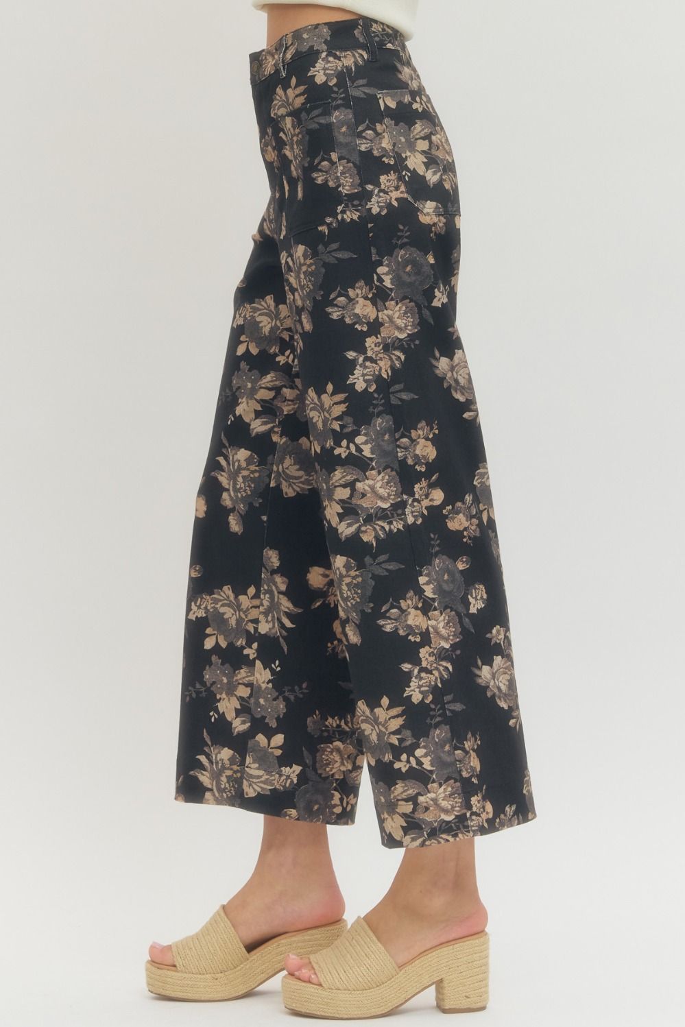 Floral Black Pants