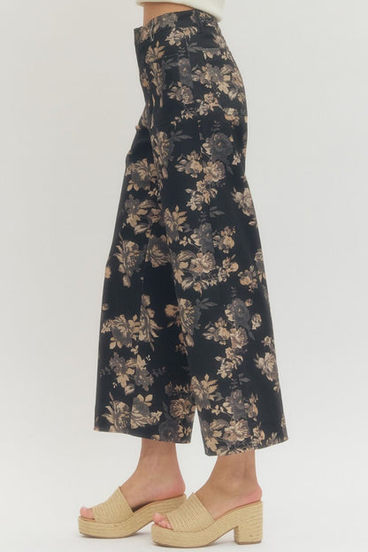 Floral Black Pants