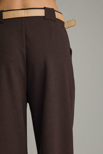 Brown Wide Leg Dress Pant