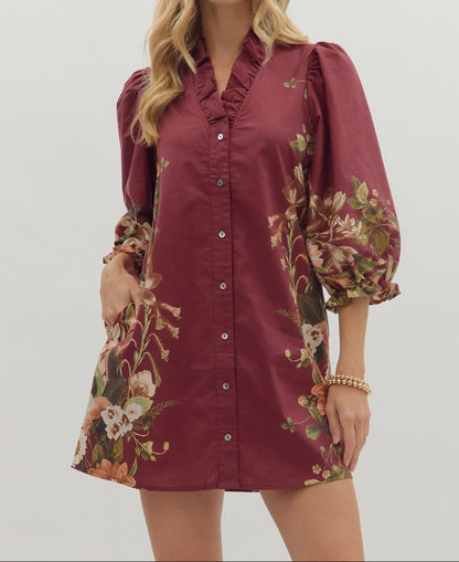 Berry Blossom Mini Dress - Brazos Avenue Market 