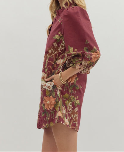 Berry Blossom Mini Dress - Brazos Avenue Market 