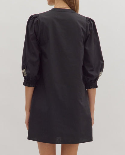 Nightfall Embroidered Dress - Brazos Avenue Market 