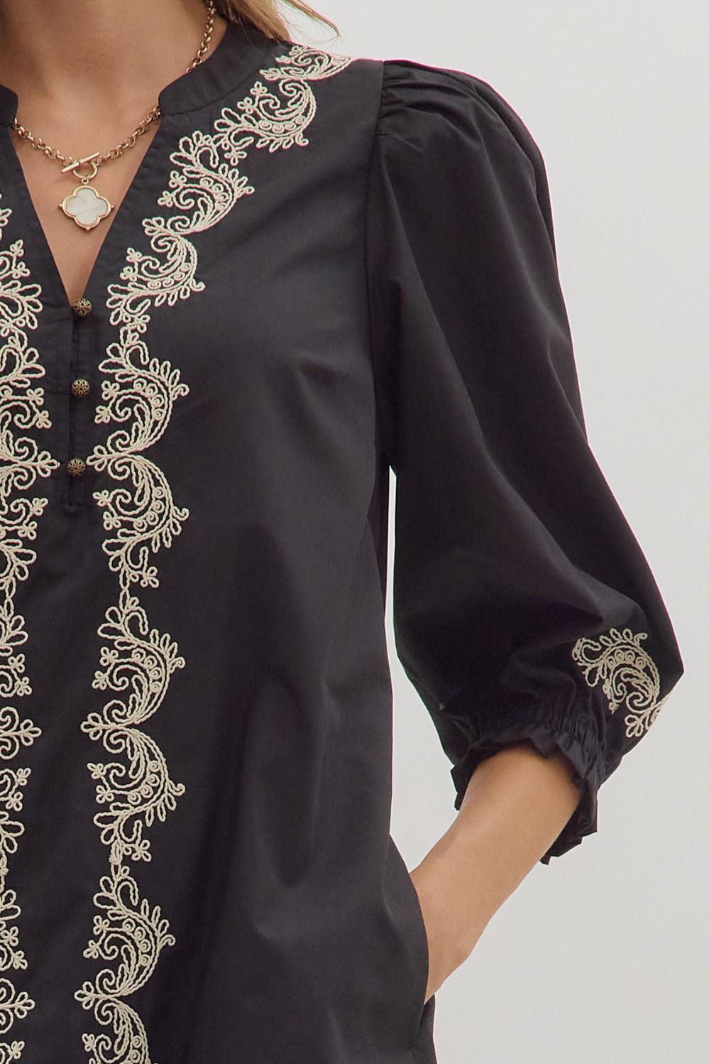 Nightfall Embroidered Dress - Brazos Avenue Market 