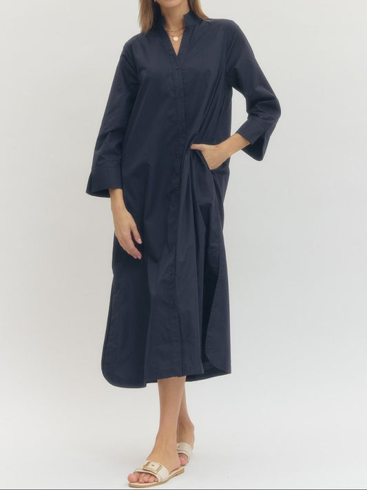 Simply Navy Midi Dress - Brazos Avenue Market 