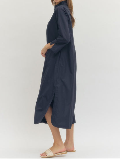 Simply Navy Midi Dress - Brazos Avenue Market 