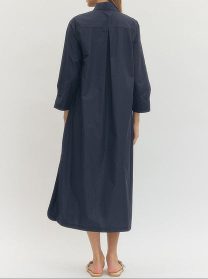 Simply Navy Midi Dress - Brazos Avenue Market 