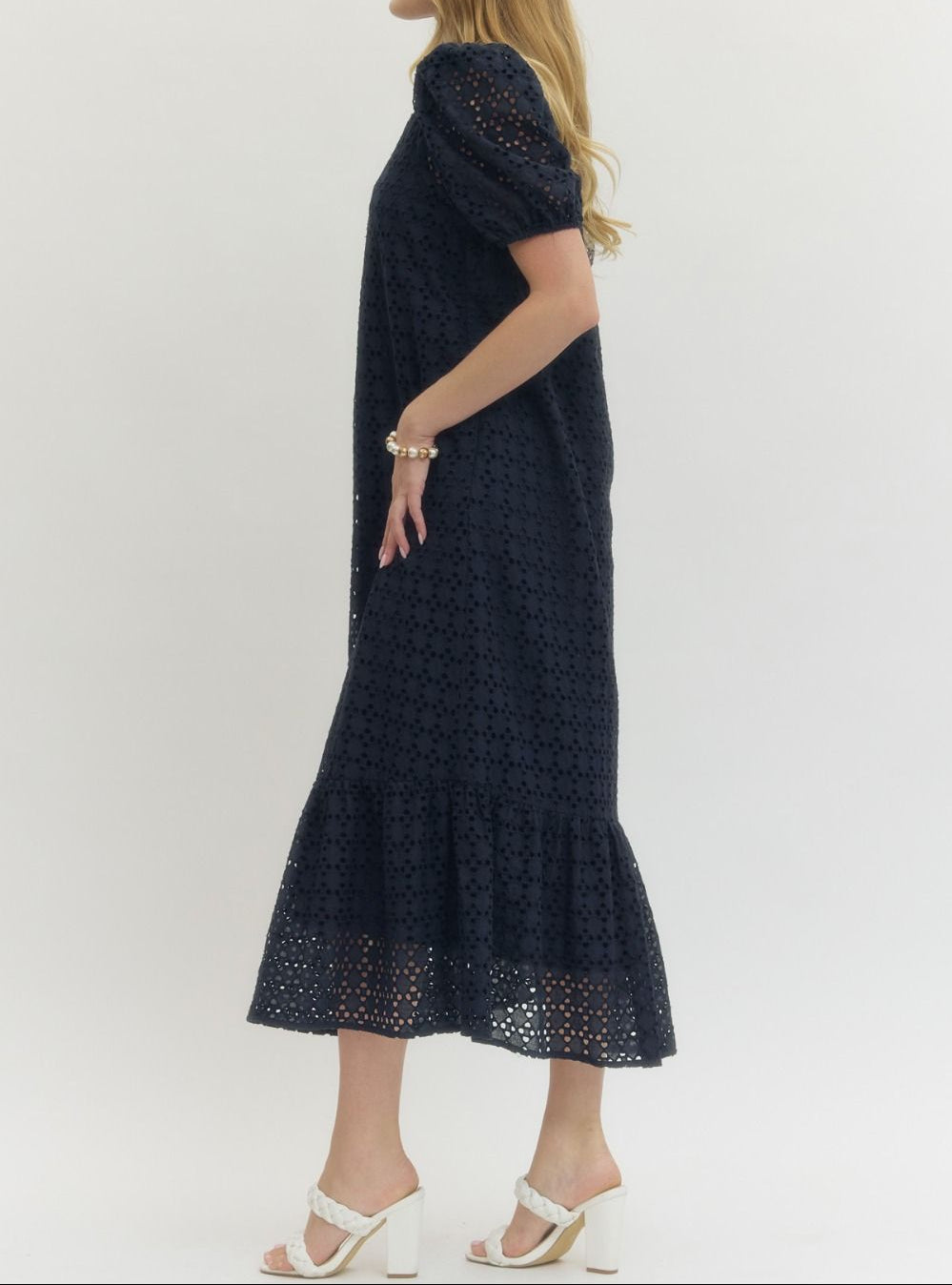 Midnight Magnolia Eyelet Dress - Brazos Avenue Market 
