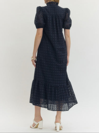 Midnight Magnolia Eyelet Dress - Brazos Avenue Market 