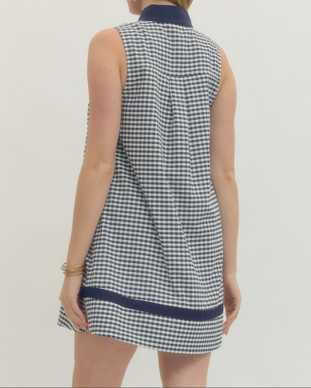 Navy Gingham Mini Dress - Brazos Avenue Market 