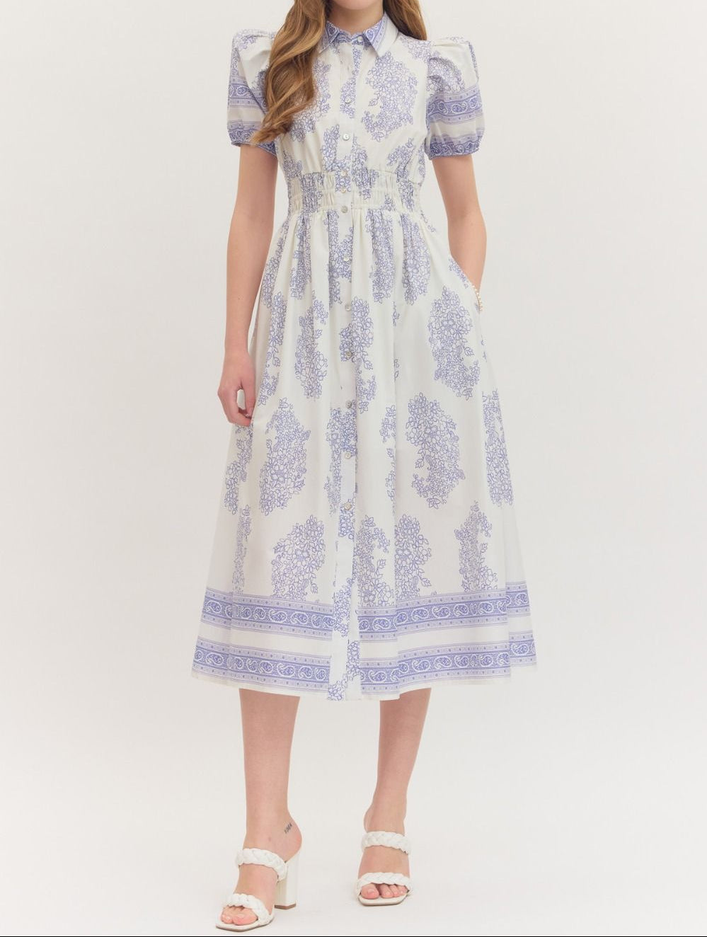 Botanical Charm Midi Dress - Brazos Avenue Market 