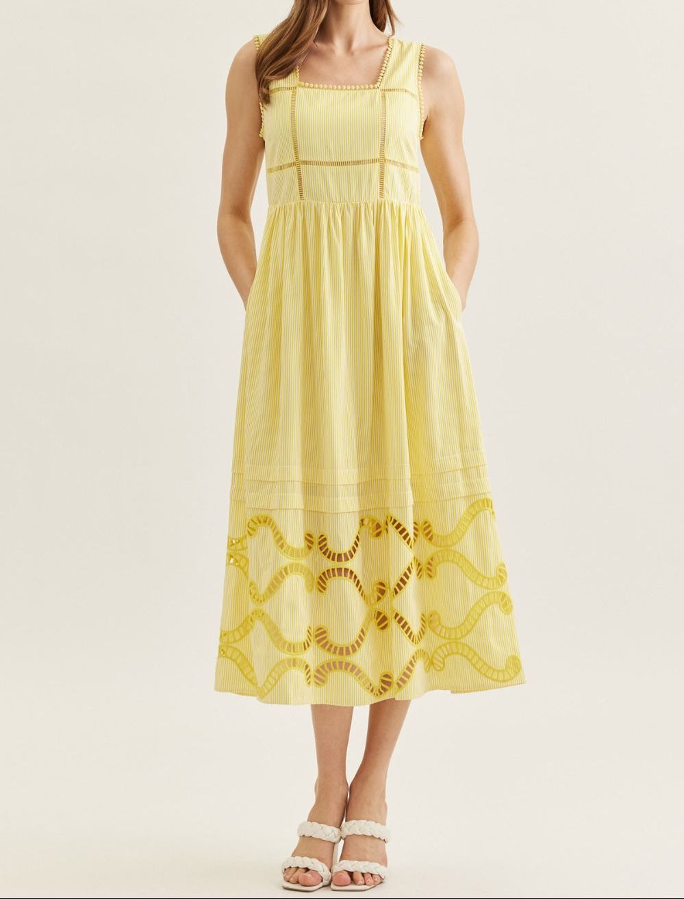 Yellow Striped Midi Dress - Brazos Avenue Market 