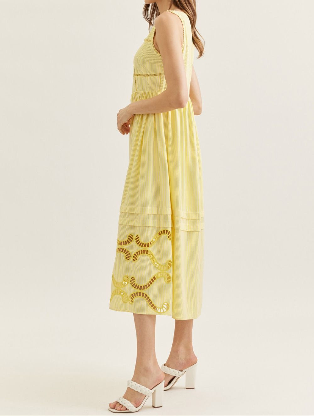 Yellow Striped Midi Dress - Brazos Avenue Market 